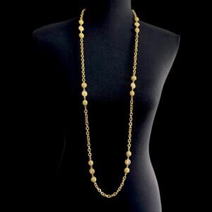 St John Necklace Goldtone Pearl Bead Opera Length ~43” Chunky Chain Belt •READ•